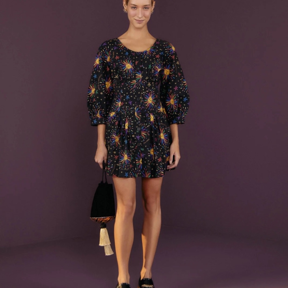 Colorful Starburst Patterned rainbow mini dress